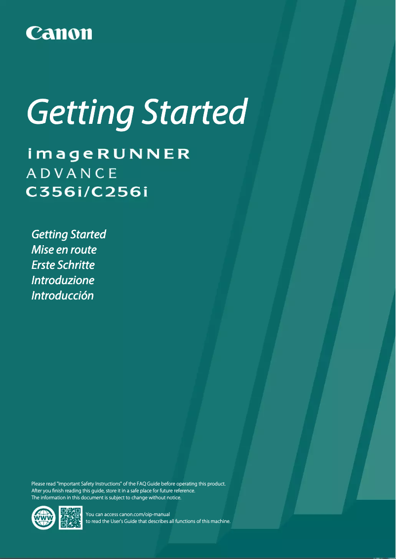 Página nº 1 - Manual de usuario Canon imageRUNNER ADVANCE C356i II