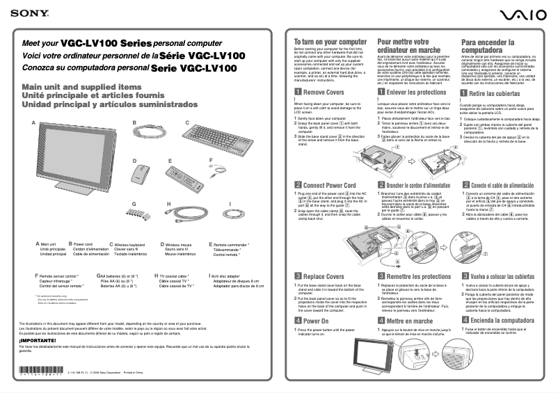 Imagen de la primera página del manual del dispositivo Vaio VGC-LV150J