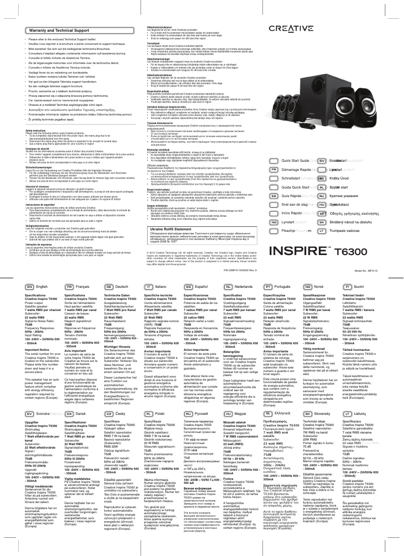 Página 1 del manual Manual de usuario Creative Inspire T6300