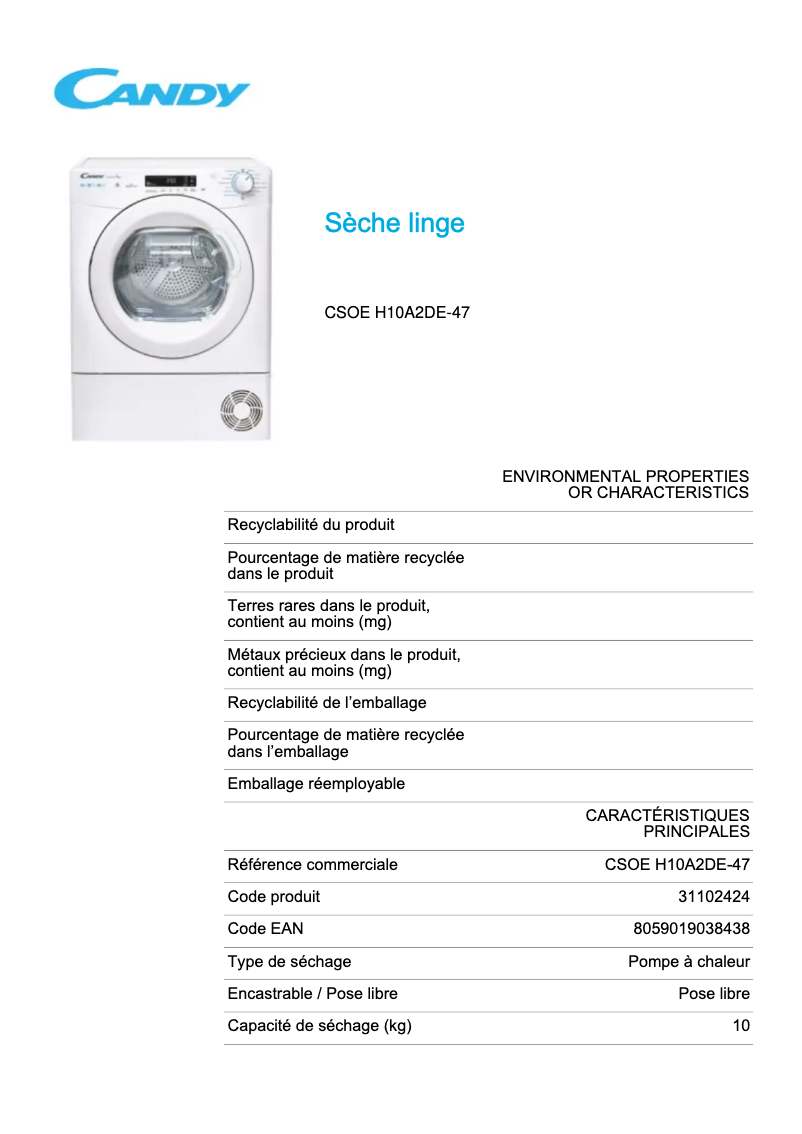 Imagen de la primera página del manual del dispositivo CSOE H10A2DE-47