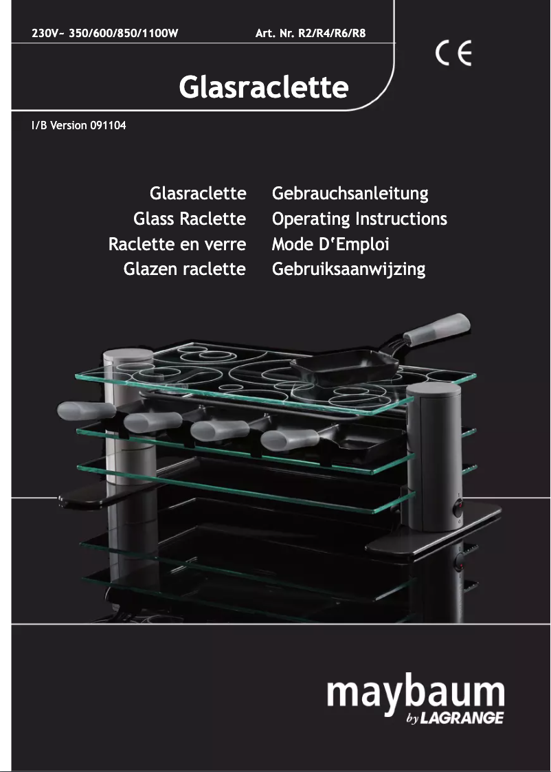 Página nº 1 - Manual de usuario Maybaum Glass Raclette R8