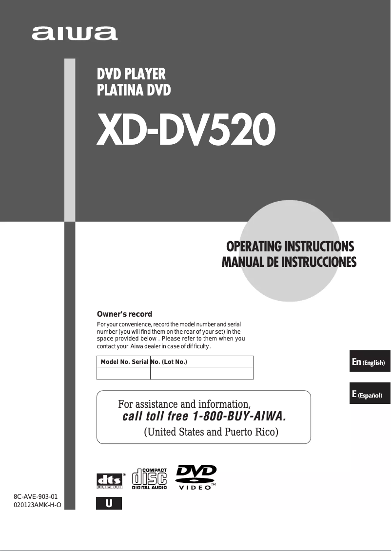 Imagen de la primera página del manual del dispositivo XD-DV520