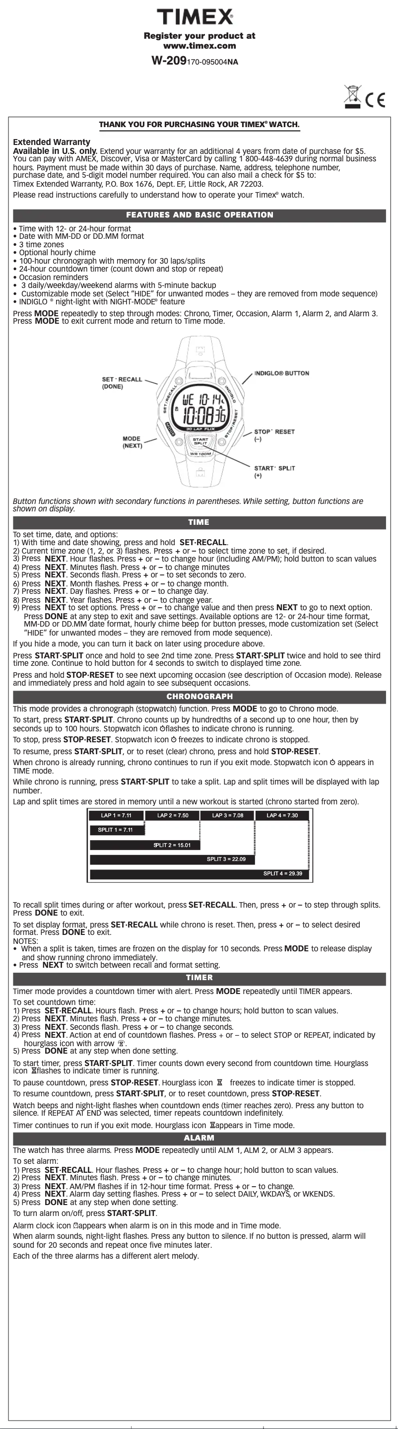 Página 1 del manual Manual de usuario Timex T5K755