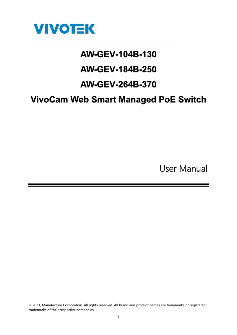 Imagen de la primera página del manual del dispositivo AW-GEV-184B-250