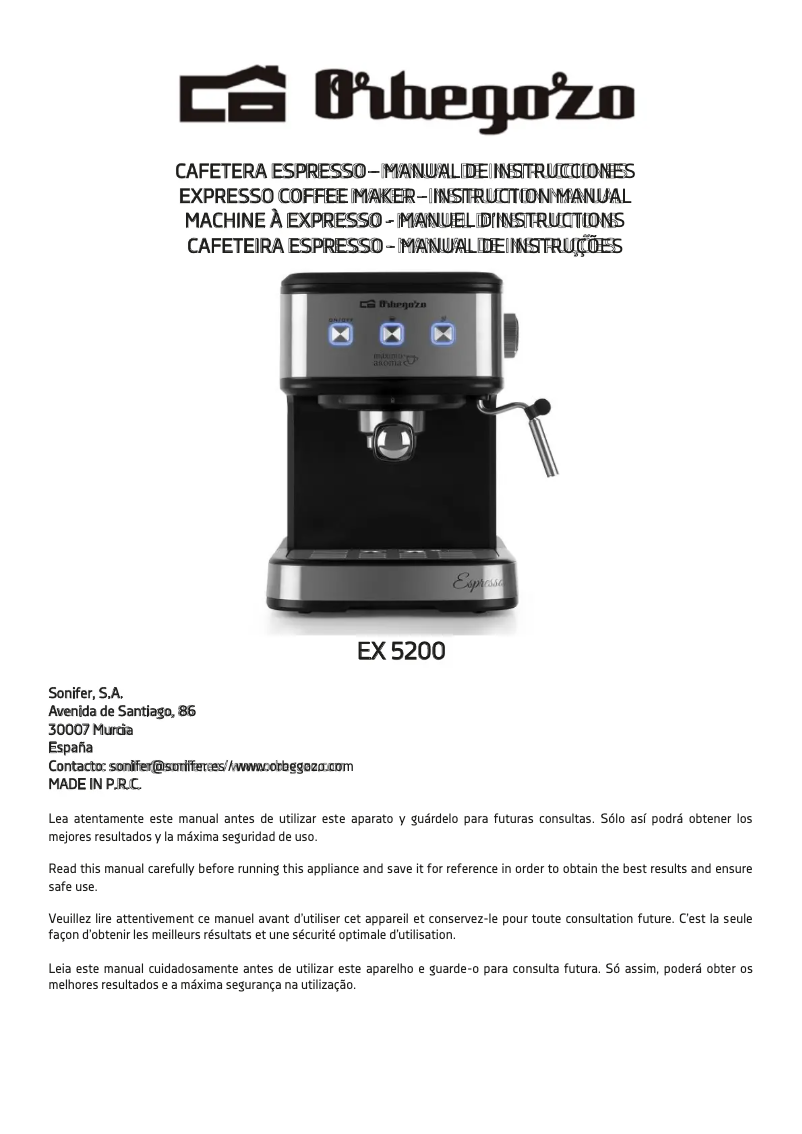 Imagen de la primera página del manual del dispositivo EX 5200