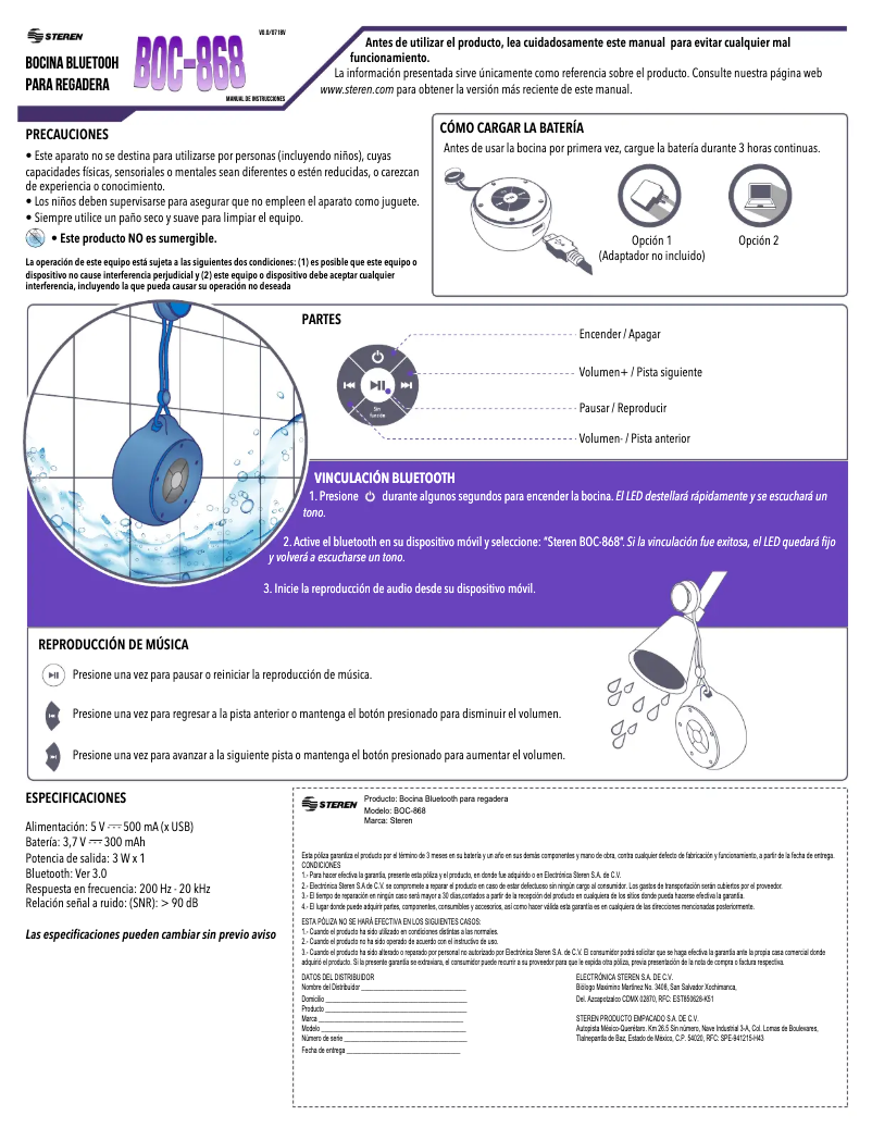 Imagen de la primera página del manual del dispositivo BOC-868