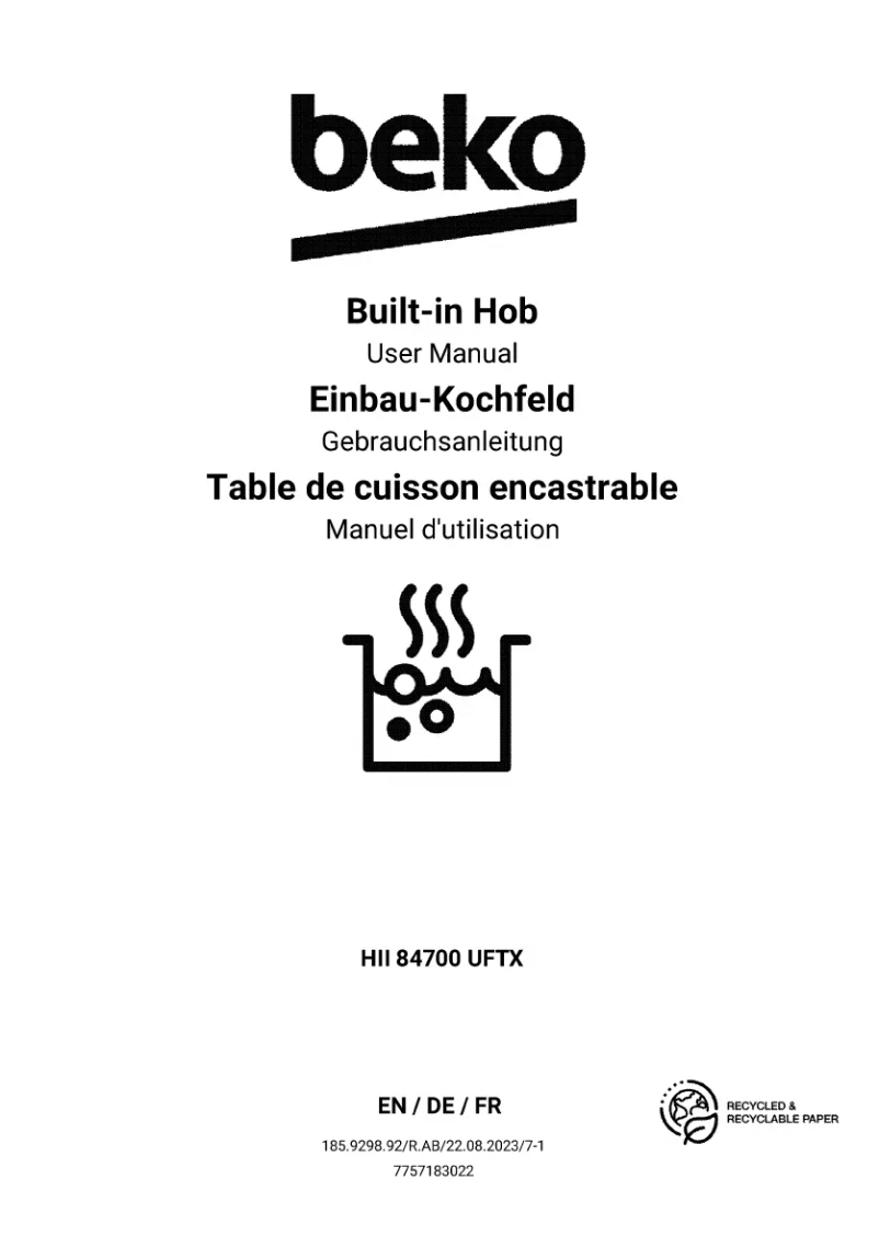 Página 1 del manual Manual de usuario Beko HII 84700 UFTX