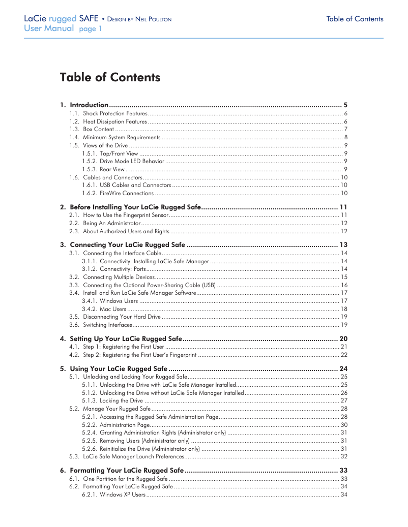 Imagen de la primera página del manual del dispositivo Rugged Safe