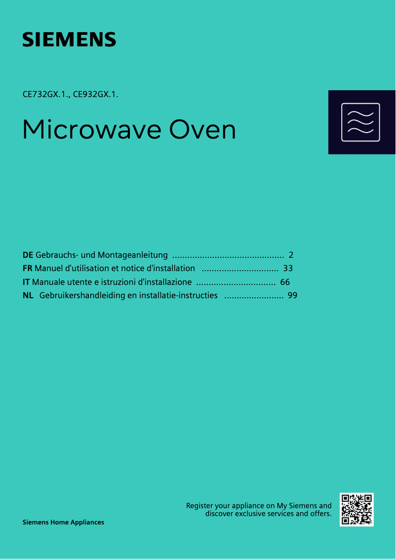 Página 1 del manual Instrucciones / montaje Siemens CE732GX.1