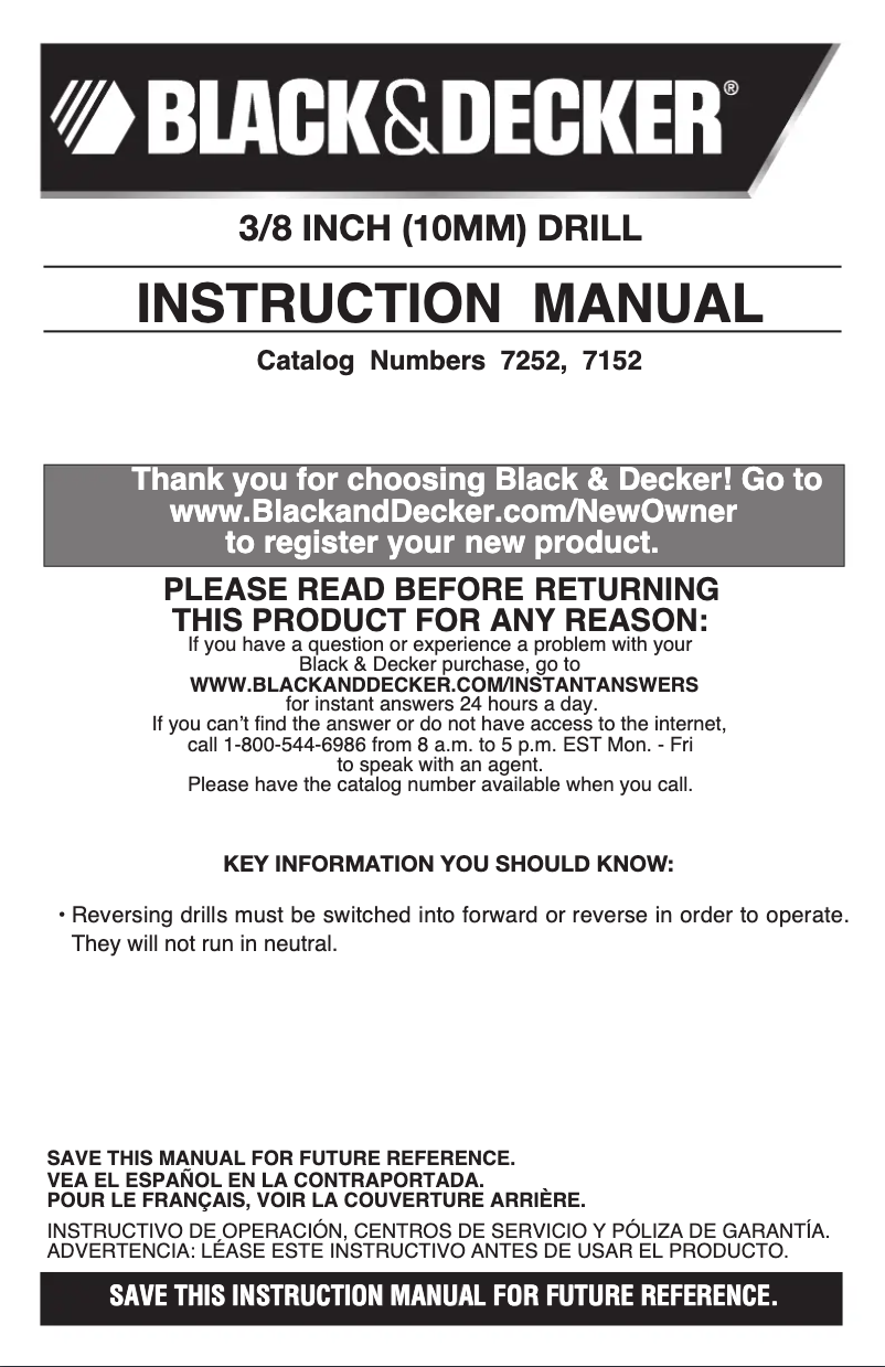 Imagen de la primera página del manual del dispositivo 7152