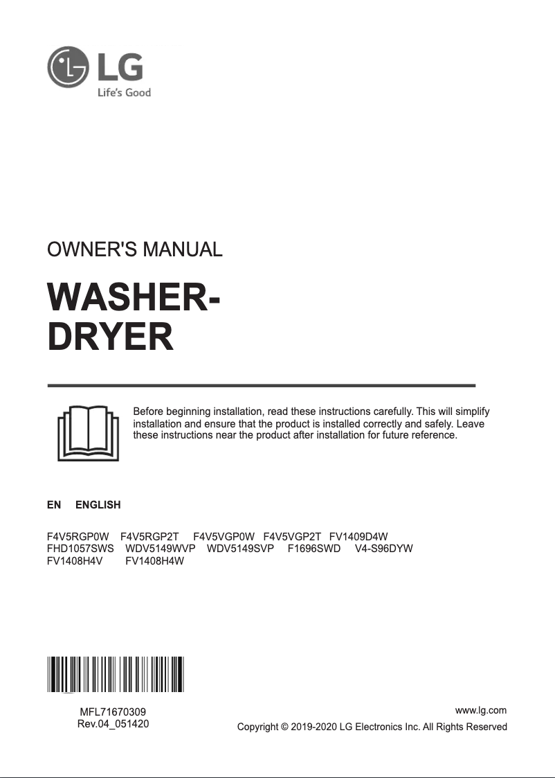 Página 1 del manual Manual de usuario LG FV1408H4V