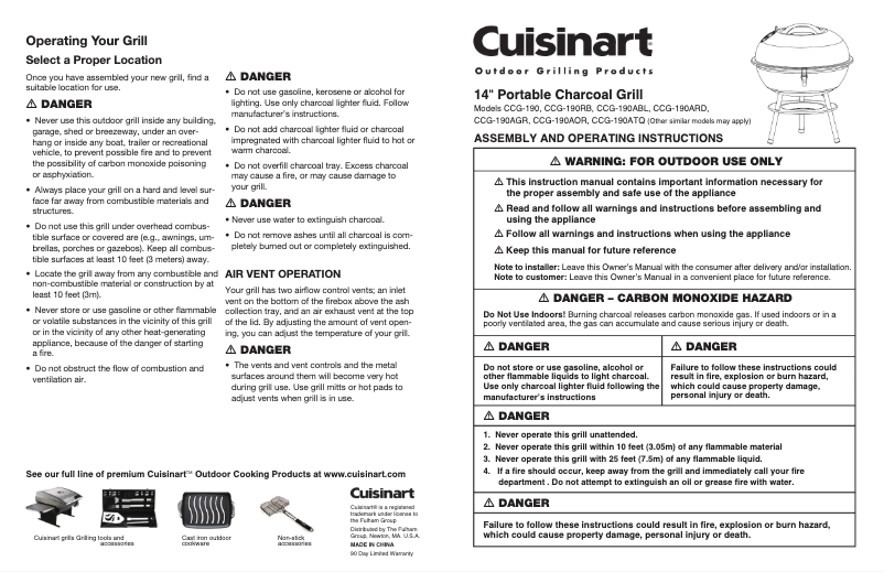 Página nº 1 - Manual de usuario Cuisinart CCG-190RB
