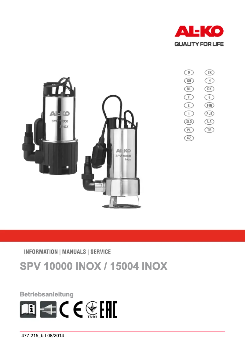 Página 1 del manual Manual de usuario AL-KO SPV 15004 Inox