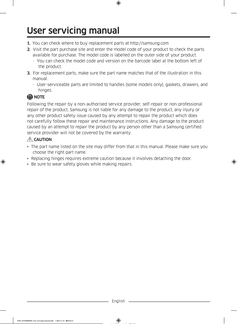 Página 1 del manual Manual de usuario Samsung RT53K665PSL