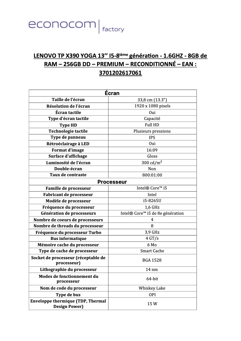 Imagen de la primera página del manual del dispositivo ThinkPad X390 Yoga