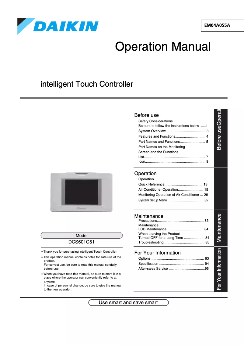 Página 1 del manual Manual de usuario Daikin DCS601C51