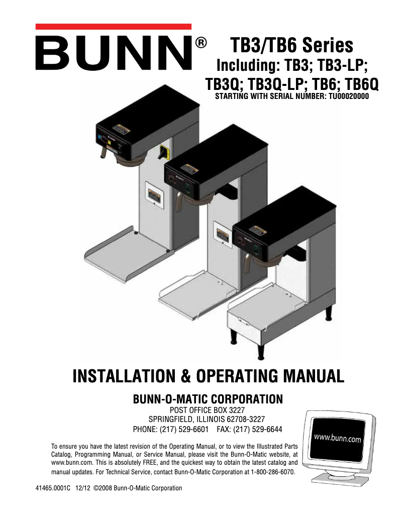 Imagen de la primera página del manual del dispositivo TB3