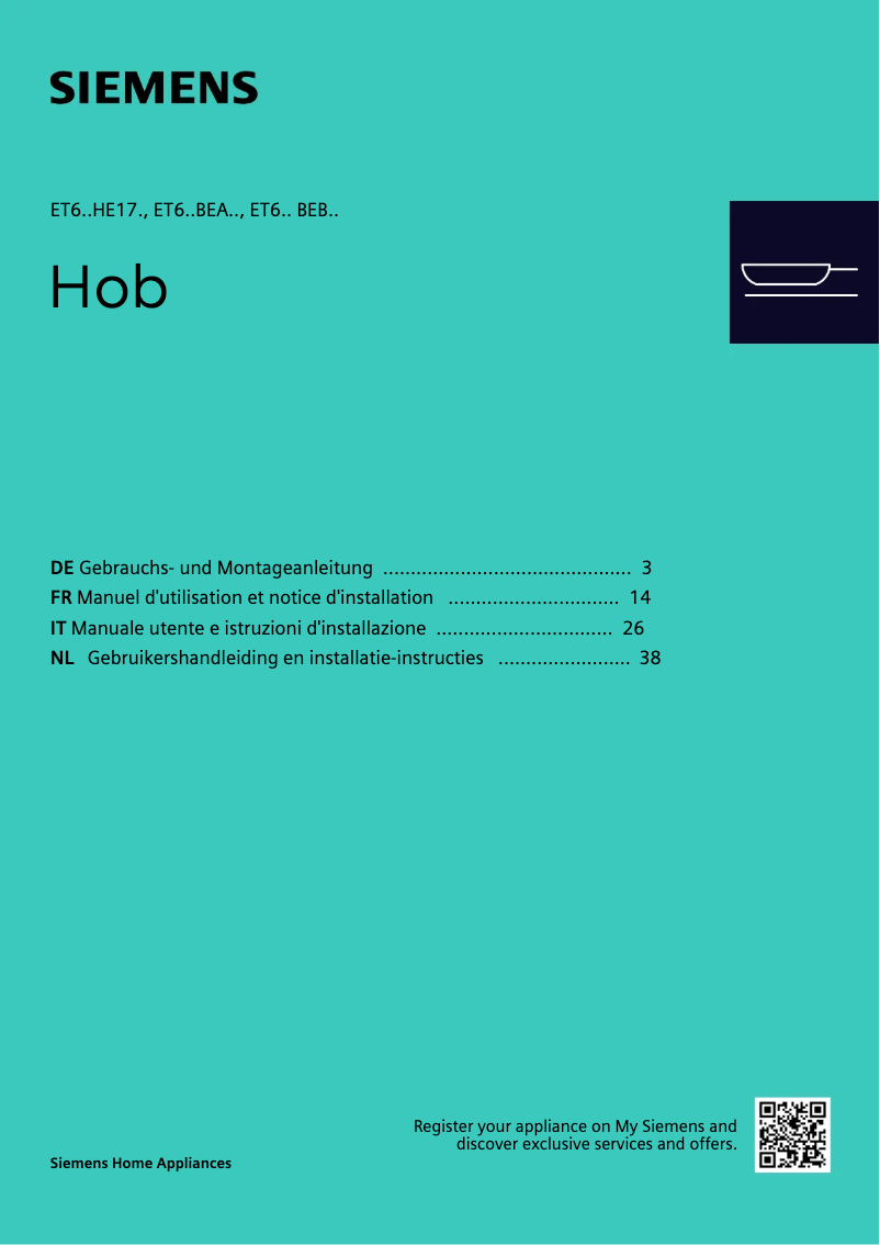 Página 1 del manual Guía de instalación Siemens ET61RBEB8E