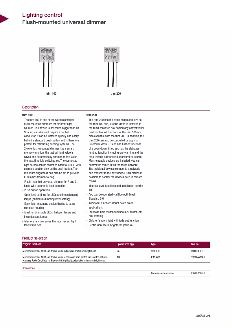 Imagen de la primera página del manual del dispositivo Trim 100