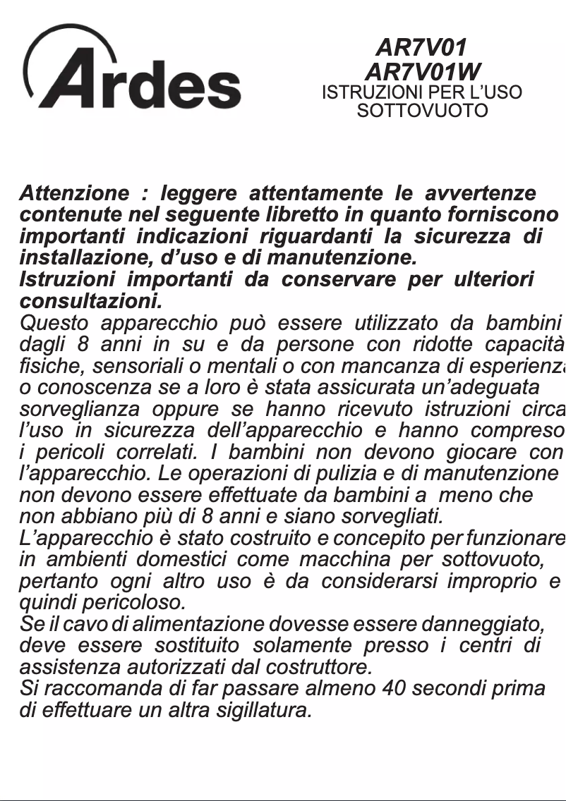 Página nº 1 - Manual de usuario Ardes AR7V01W