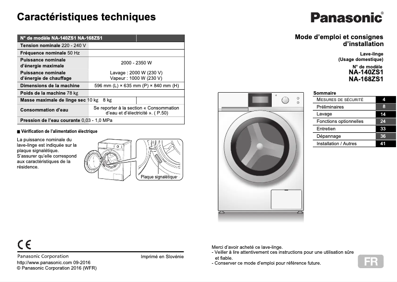 Imagen de la primera página del manual del dispositivo NA-168ZS1