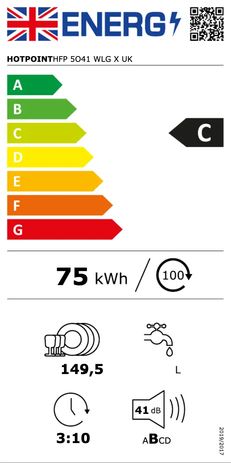 Página 1 del manual Etiqueta energética Hotpoint HFP 5O41 WLG X UK