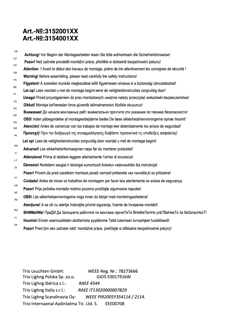 Imagen de la primera página del manual del dispositivo Windsor 315400162