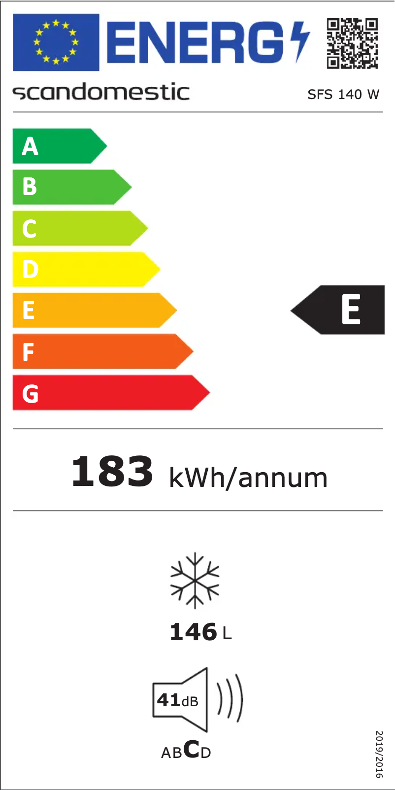 Página 1 del manual Etiqueta energética Scandomestic SFS 140 W
