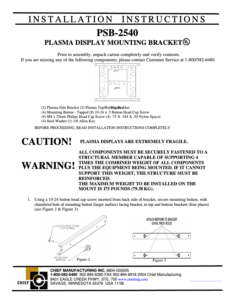 Página 1 del manual Manual de usuario Chief TPM2540
