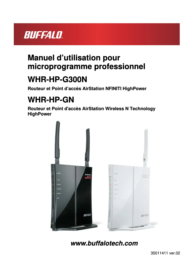 Imagen de la primera página del manual del dispositivo WHR-HP-GN