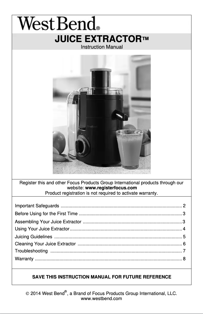 Página 1 del manual Manual de usuario WestBend 75500