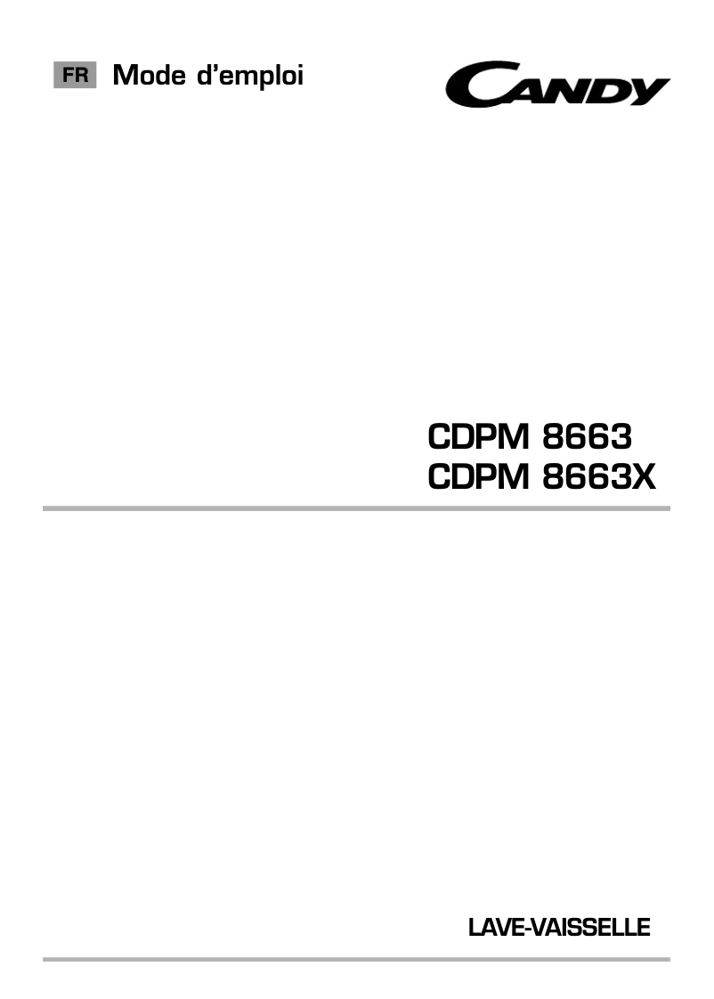 Página 1 del manual Manual de usuario Candy CDPM 8663X-47