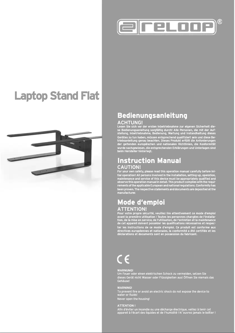 Página 1 del manual Manual de usuario Reloop Laptop Stand Flat
