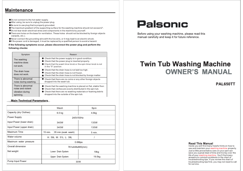 Página nº 1 - Manual de usuario Palsonic PAL650TT