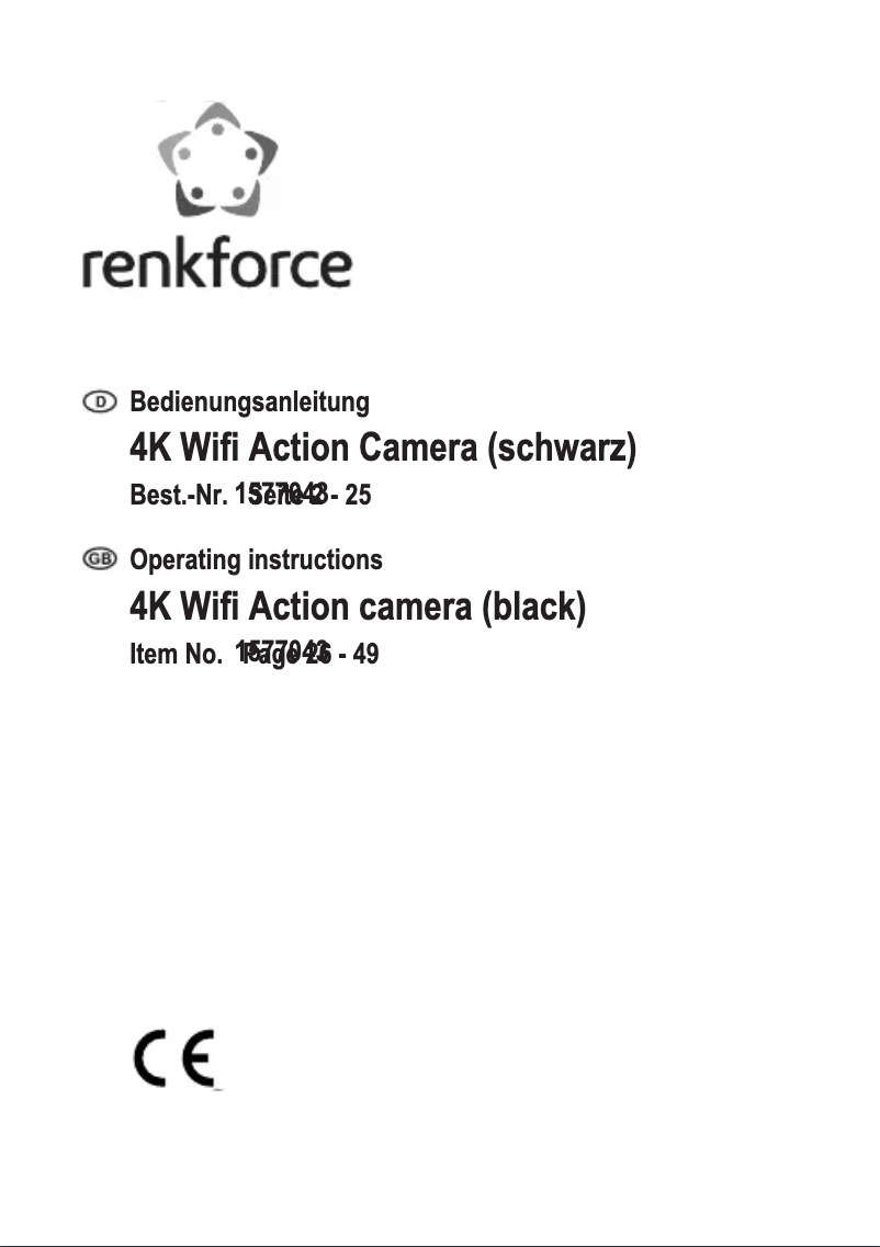 Imagen de la primera página del manual del dispositivo 4K Wifi Action Camera 1577043