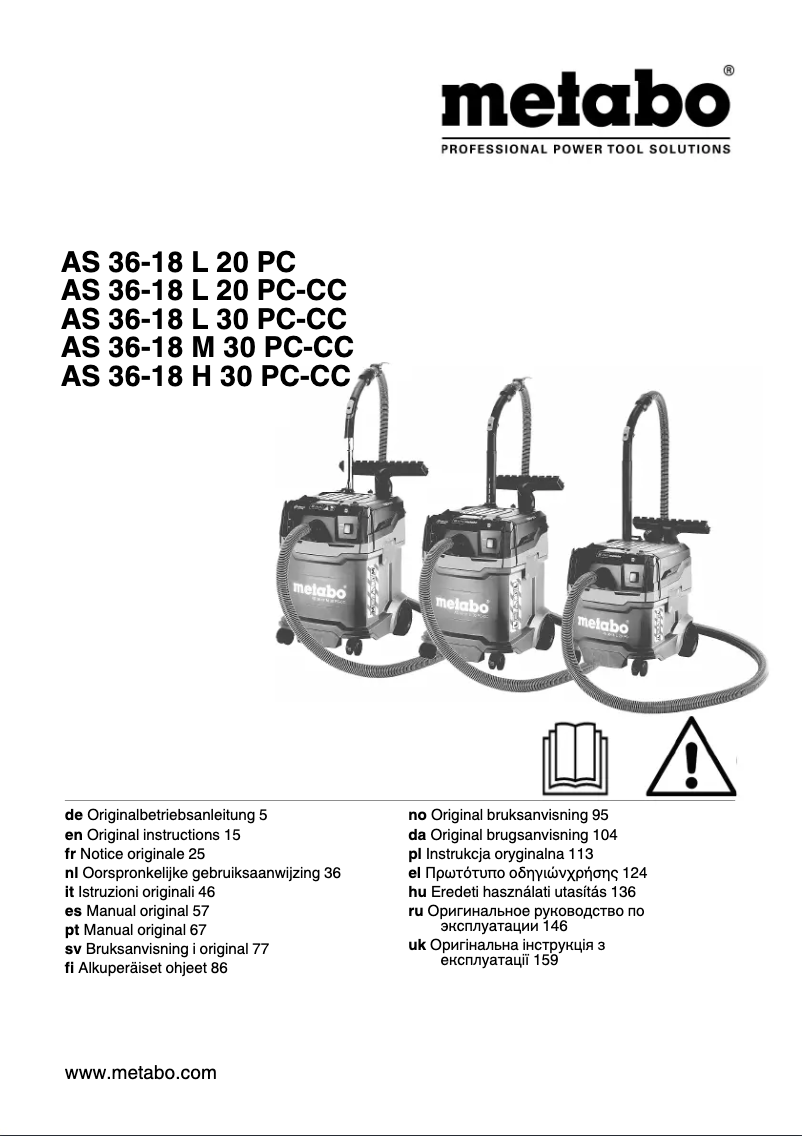 Página 1 del manual Manual de usuario Metabo AS 36-18 L 20 PC