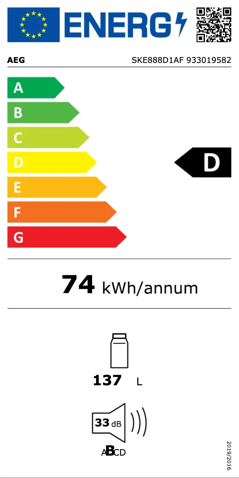 Página nº 1 - Etiqueta energética AEG SKE888D1AF