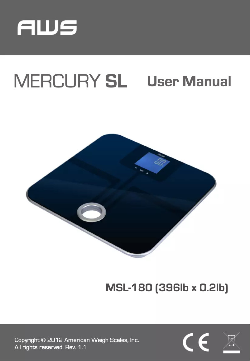 Imagen de la primera página del manual del dispositivo MSL-180 personal scale