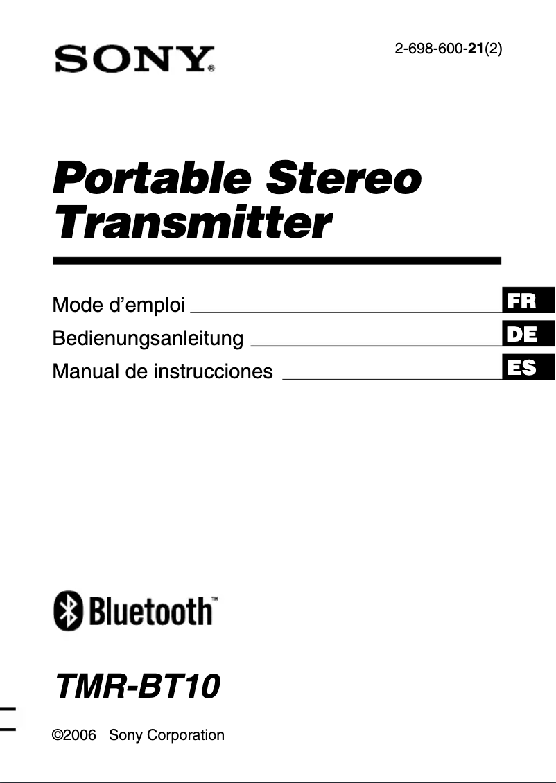 Página nº 1 - Manual de usuario Sony TMR-BT10