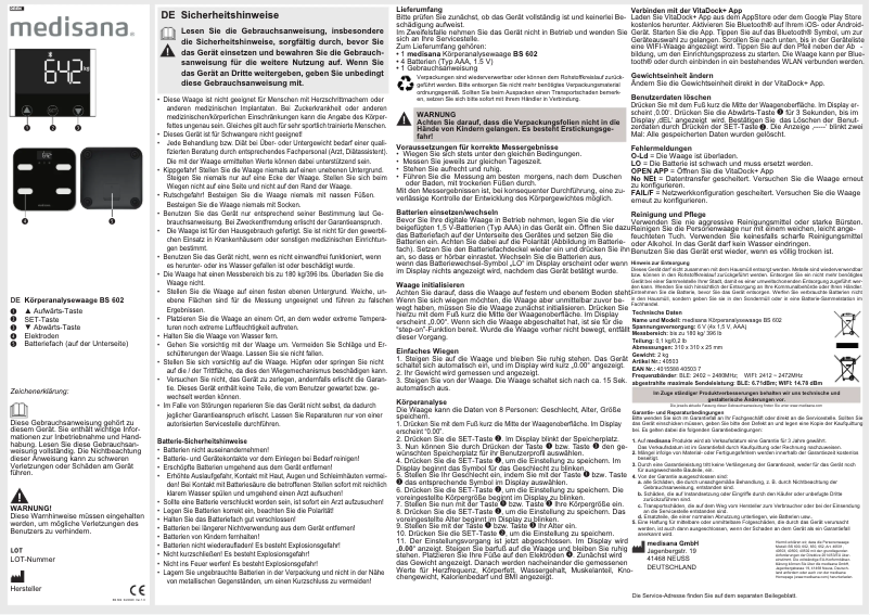 Imagen de la primera página del manual del dispositivo BS 602