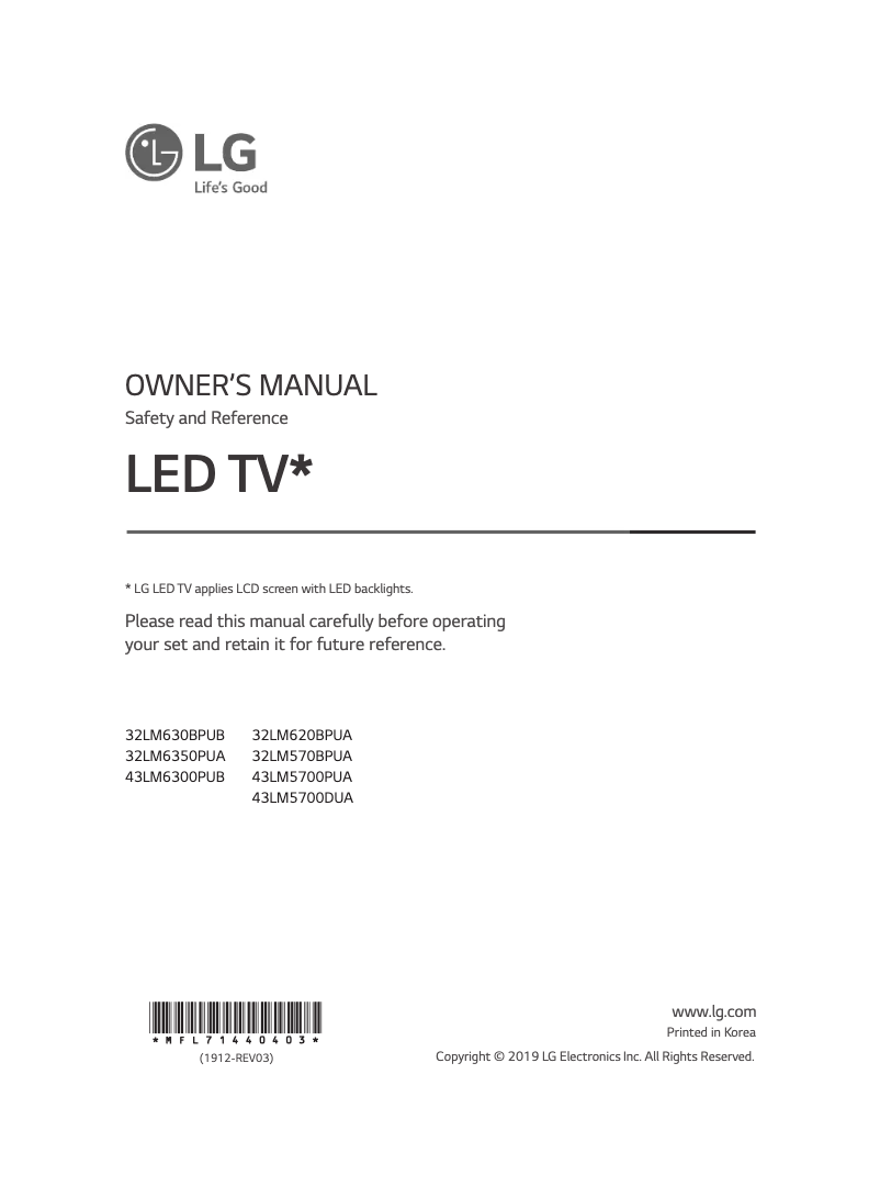 Página nº 1 - Manual de usuario LG SIGNATURE 32LM570BPUA