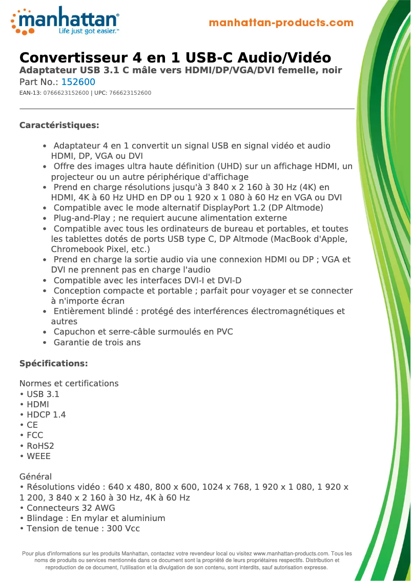Página nº 1 - Manual de usuario Manhattan 152600