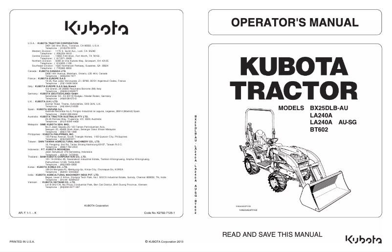 Página 1 del manual Manual de usuario Kubota BT602