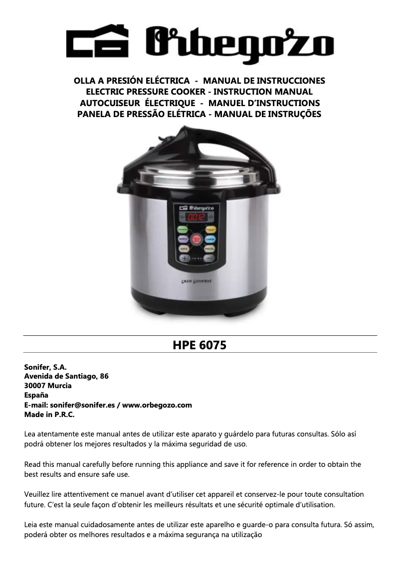 Imagen de la primera página del manual del dispositivo HPE 6075