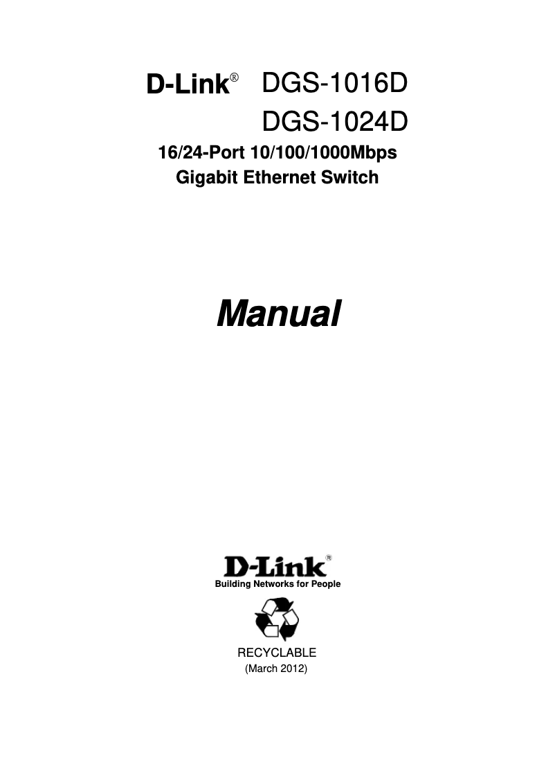 Imagen de la primera página del manual del dispositivo DGS-1024D