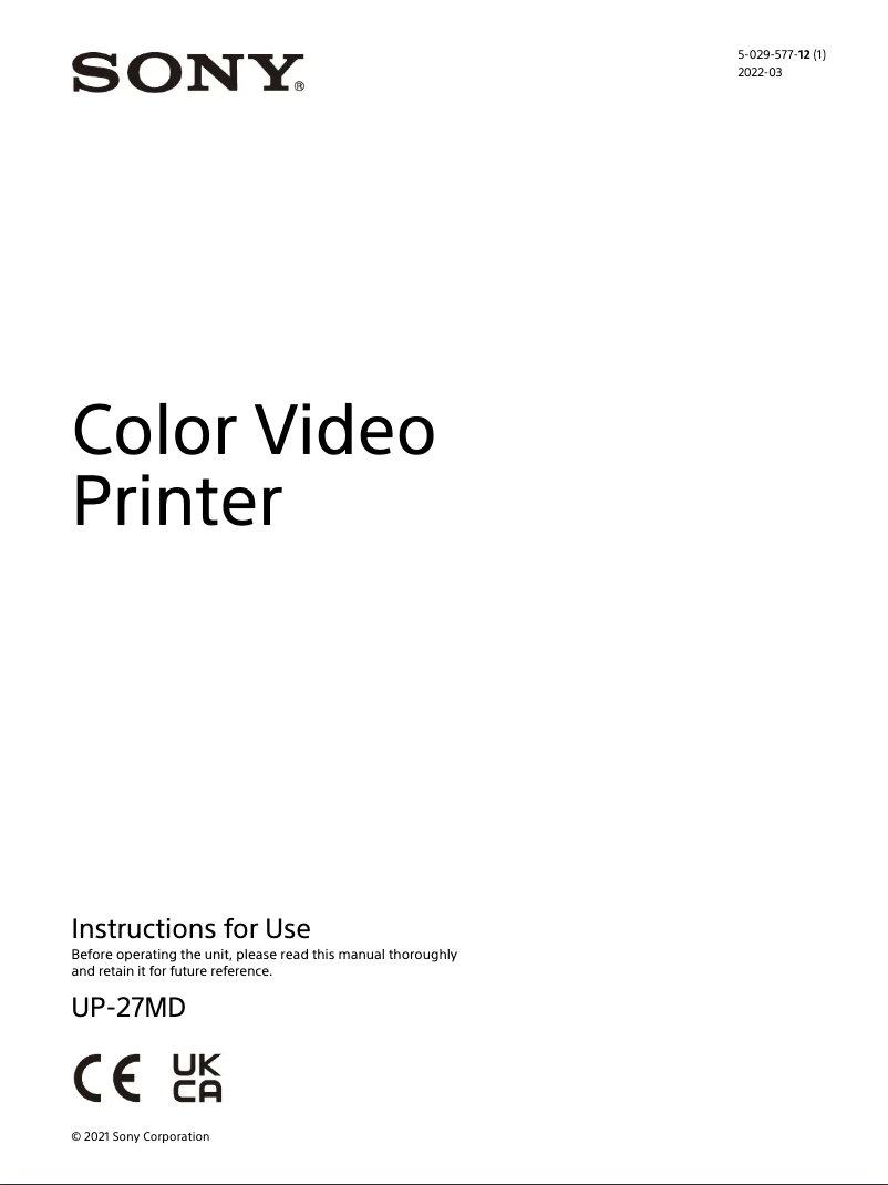 Imagen de la primera página del manual del dispositivo UP-27MD