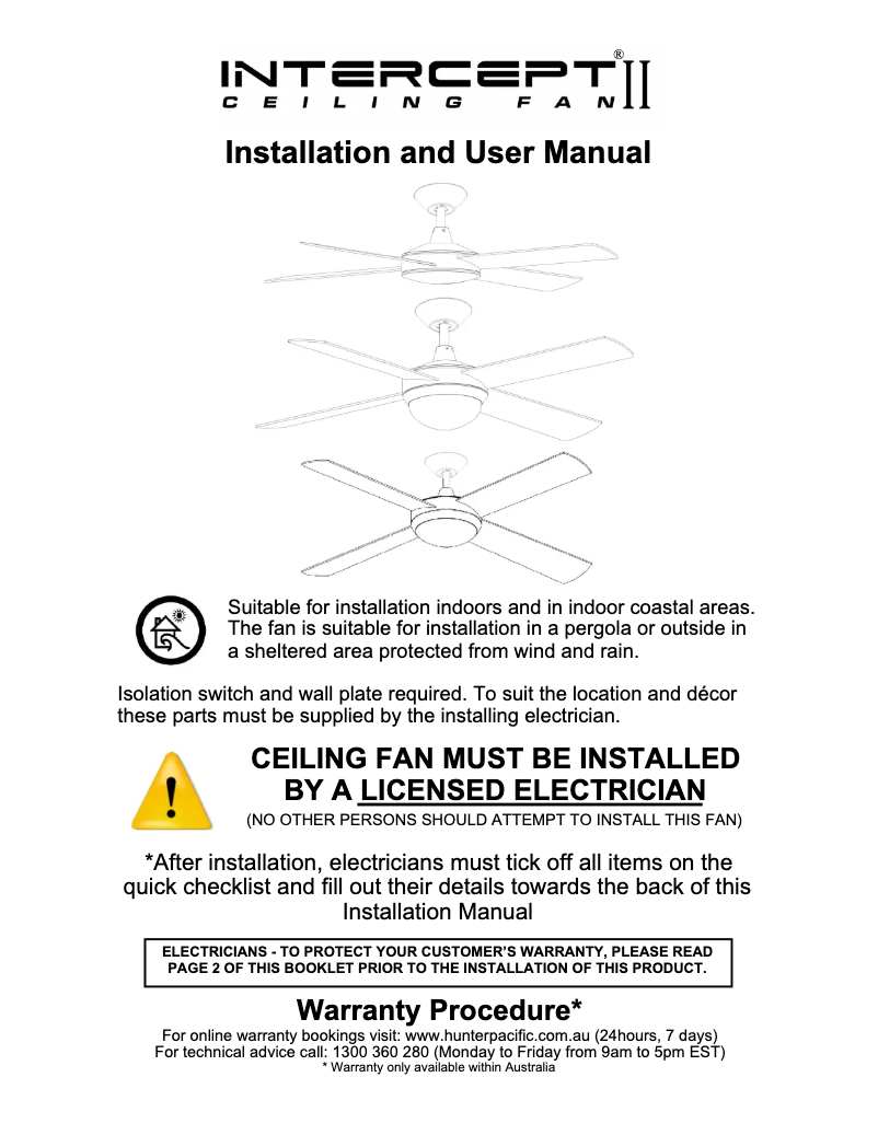 Página nº 1 - Manual de usuario Hunter Intercept II