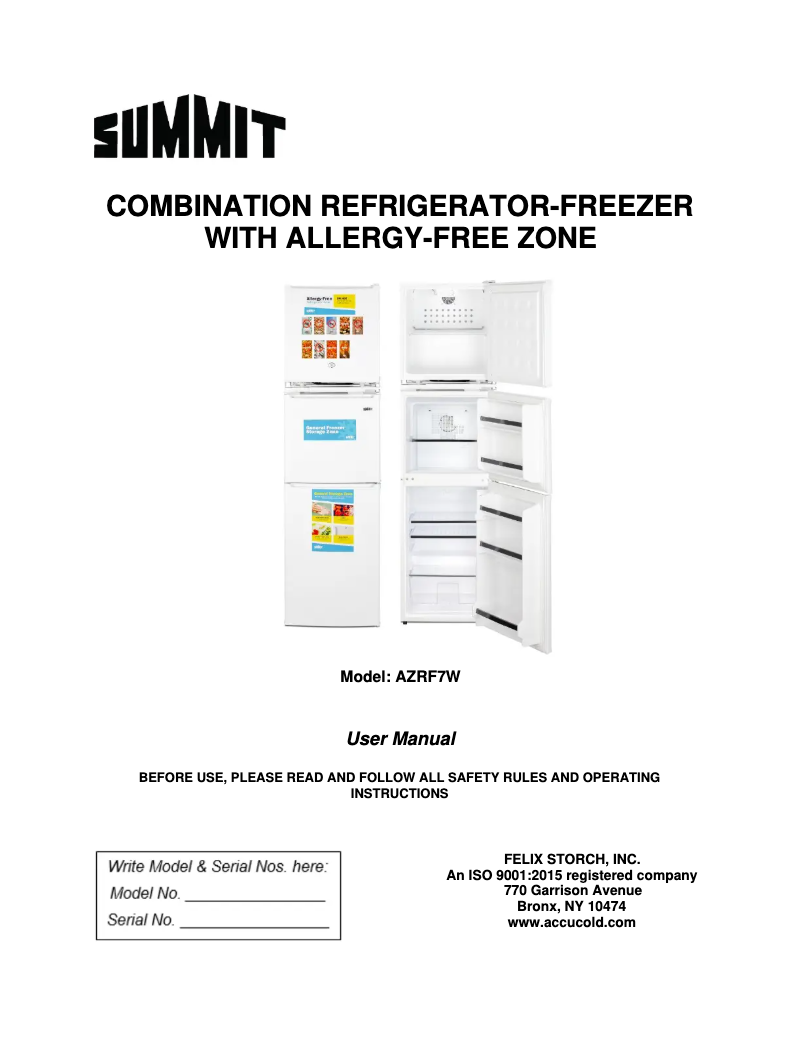 Imagen de la primera página del manual del dispositivo AZRF7W