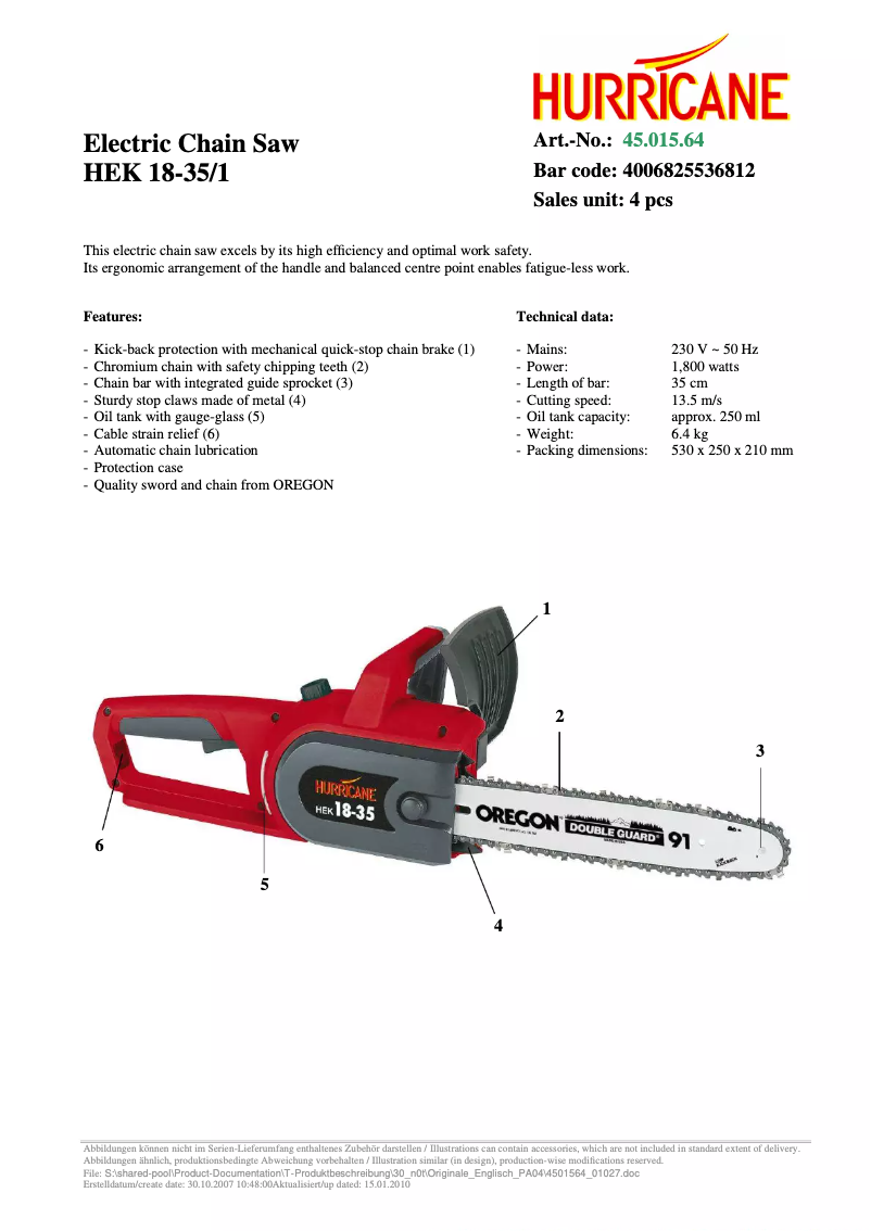Imagen de la primera página del manual del dispositivo HEK 18-35