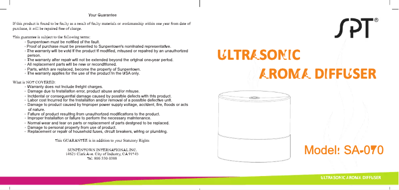 Página 1 del manual Manual de usuario SPT SA-070